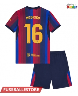 Günstige Barcelona Rodri Hernandez #16 Heimtrikotsatz Kinder 2026-27 Kurzarm (+ Kurze Hosen)